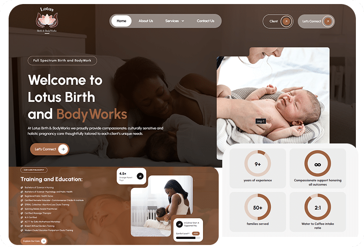Lotus Birth & BodyWorks website preview